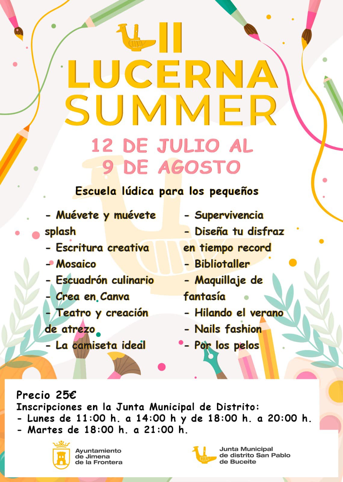 #JIMENA ABIERTAS LAS INSCRIPCIONES PARA LOS TALLERES DIDÁCTICOS “LUCERNA SUMMER” 2023