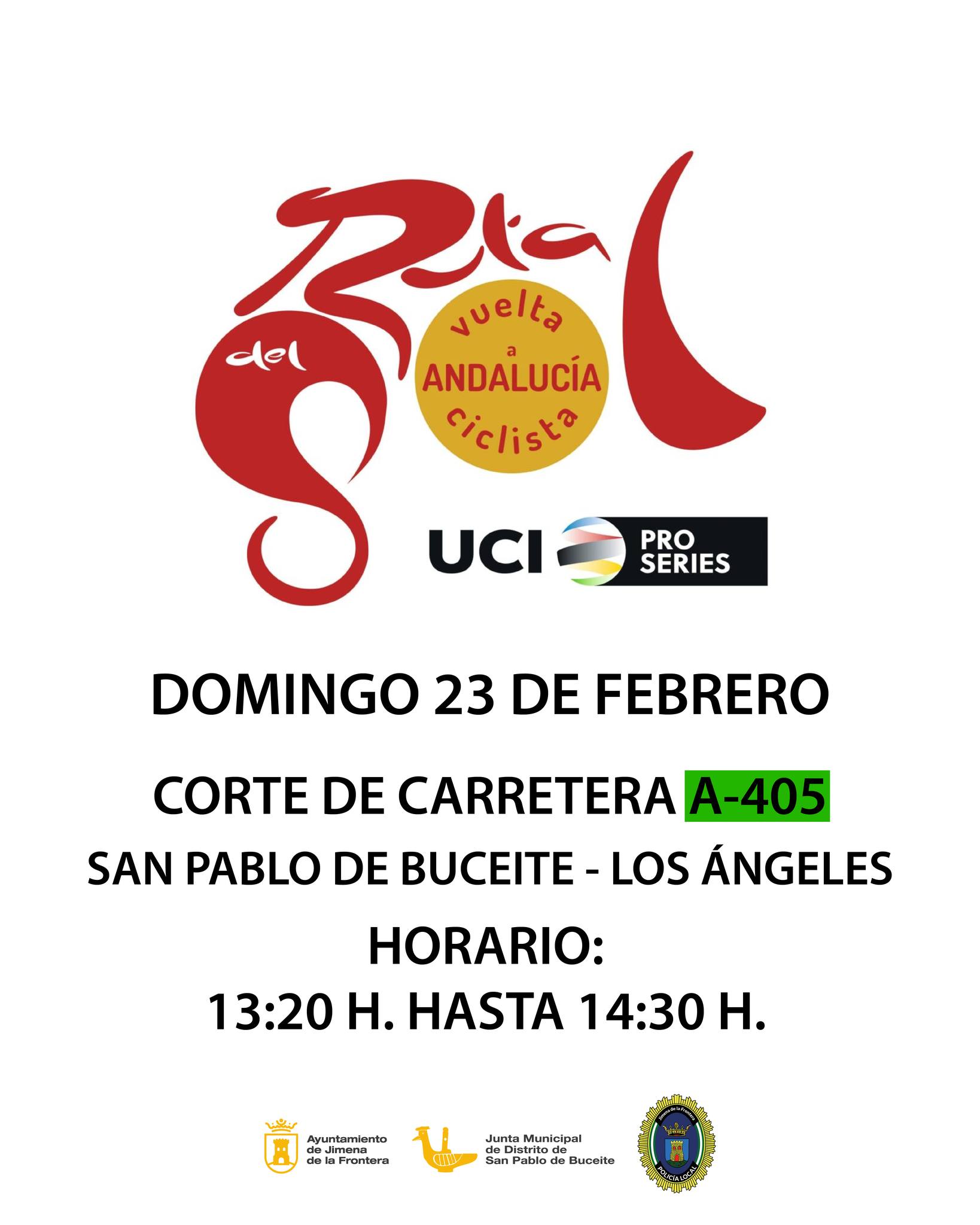 Corte de Carretera A-405 por el Paso de la Vuelta Ciclista a Andalucía 2025